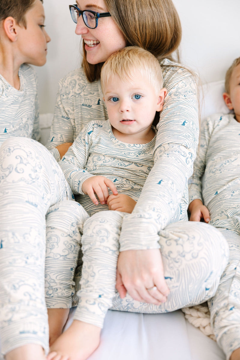Holy Pals Long Sleeve Kids Pajama Walking on Water PJ Long Sleeve Set Ribbed Cotton-Bamboo Blend