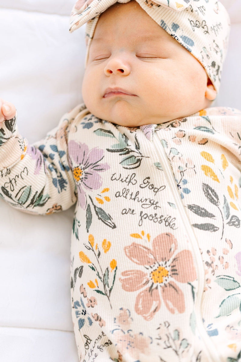 Holy Pals Onesie All Things Are Possible Footed Onesie PJ Ribbed Cotton-Bamboo Blend