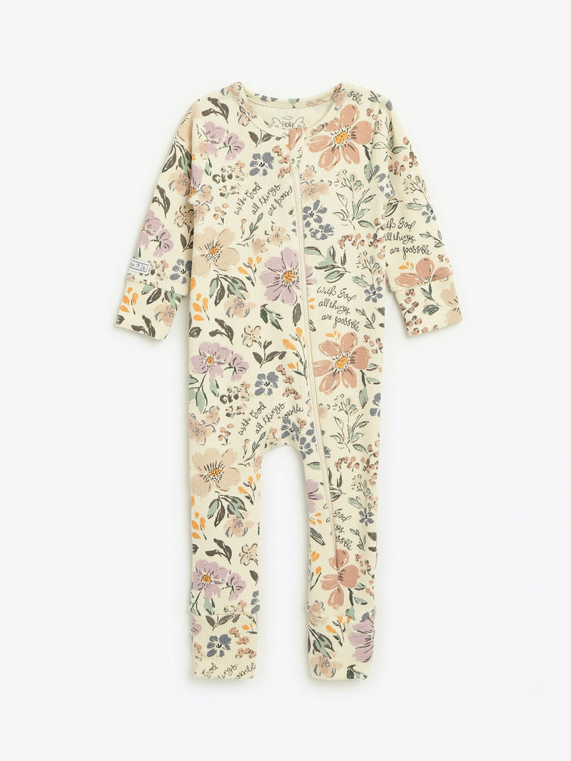 Holy Pals Onesie All Things Are Possible Footless Onesie PJ Ribbed Cotton-Bamboo Blend