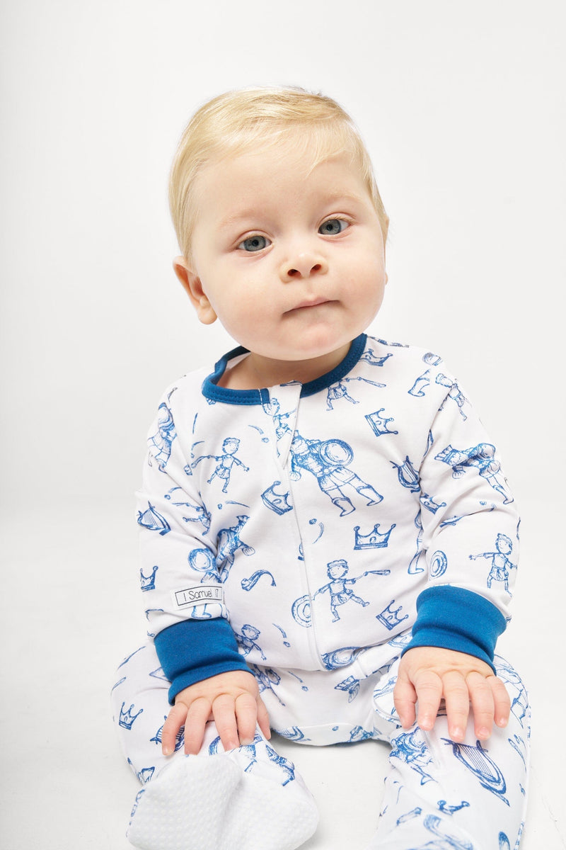 Holy Pals Onesie David & Goliath Blue PJ Footed Onesie Cotton