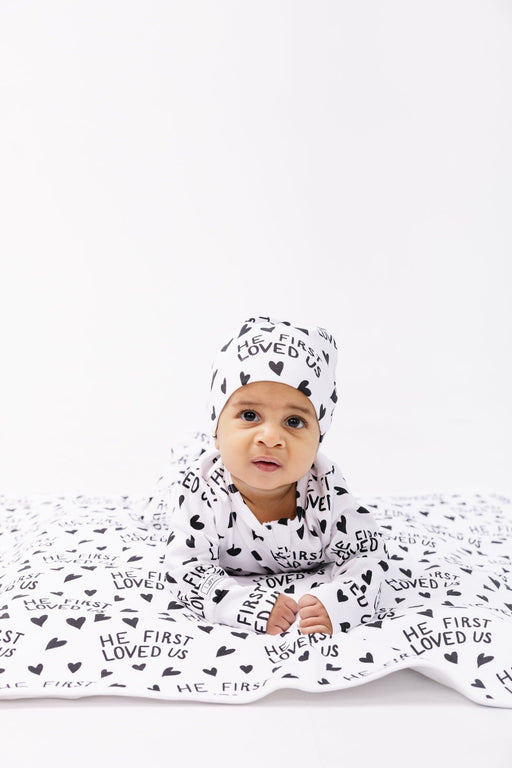 Holy Pals Onesie He First Loved Us PJ Footed Onesie Cotton