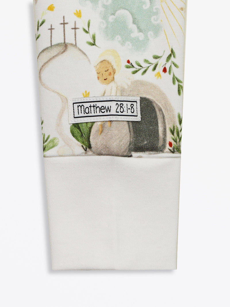 Holy Pals Onesie He Is Risen PJ Footed Onesie Cotton