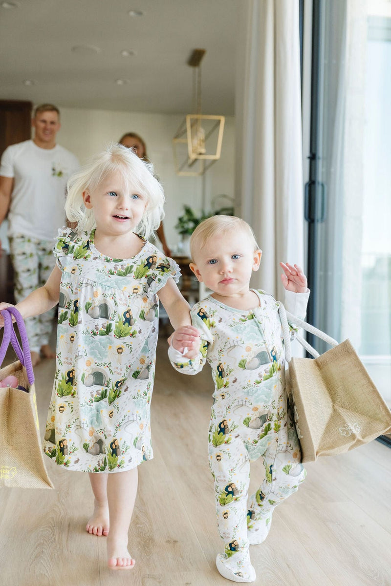 Holy Pals Onesie He Is Risen PJ Footed Onesie Cotton