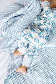 Holy Pals Onesie Jesus Is King Blue PJ Footless Onesie Bamboo