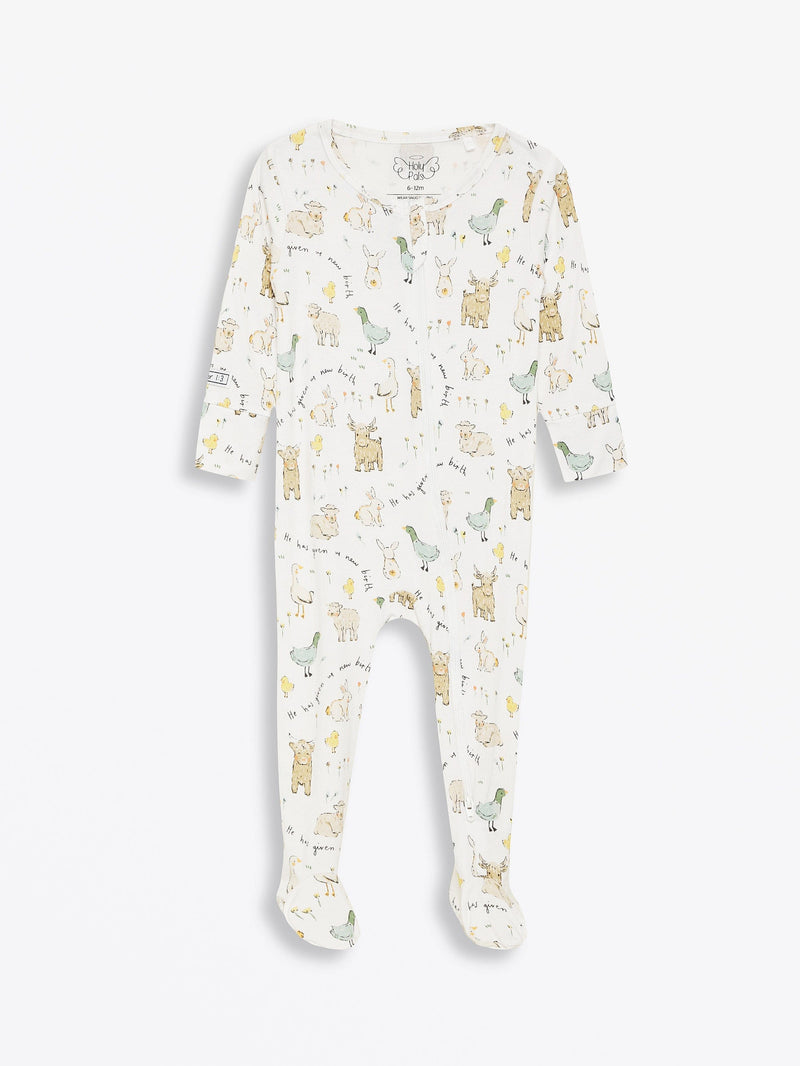 Holy Pals Onesie New Birth PJ Footed Onesie Bamboo