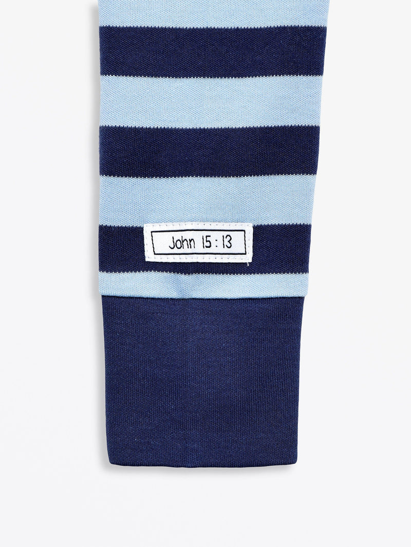 Holy Pals Onesie No Greater Love Blue Footless Onesie Cotton