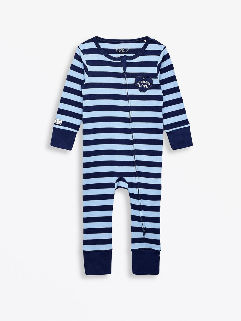 Holy Pals Onesie No Greater Love Blue Footless Onesie Cotton