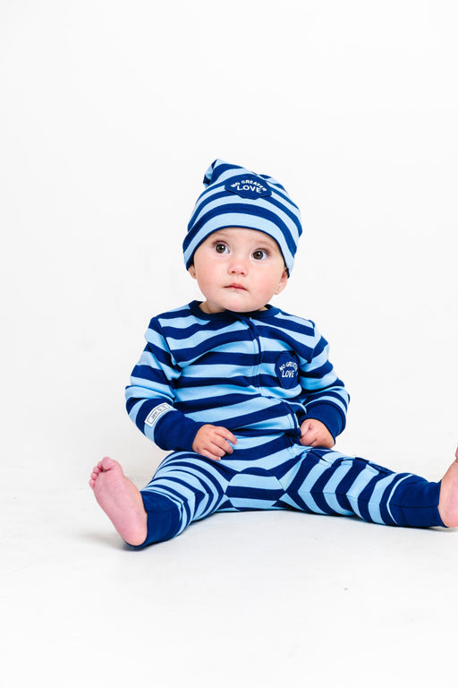 Holy Pals Onesie No Greater Love Blue Footless Onesie Cotton