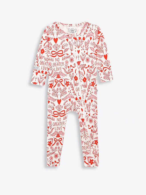 Holy Pals Onesie No Greater Love Pink Footless Onesie Bamboo