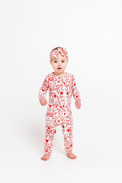 Holy Pals Onesie No Greater Love Pink Footless Onesie Bamboo