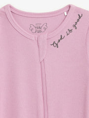 Holy Pals Onesie Solid Mauve PJ Footed Onesie Ribbed Cotton-Bamboo Blend