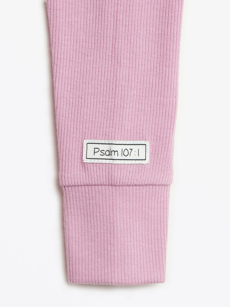 Holy Pals Onesie Solid Mauve PJ Footed Onesie Ribbed Cotton-Bamboo Blend