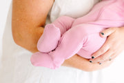 Holy Pals Onesie Solid Mauve PJ Footed Onesie Ribbed Cotton-Bamboo Blend