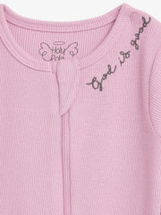 Holy Pals Onesie Solid Mauve PJ Footless Onesie Ribbed Cotton-Bamboo Blend