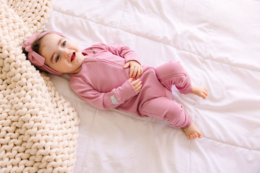 Holy Pals Onesie Solid Mauve PJ Footless Onesie Ribbed Cotton-Bamboo Blend