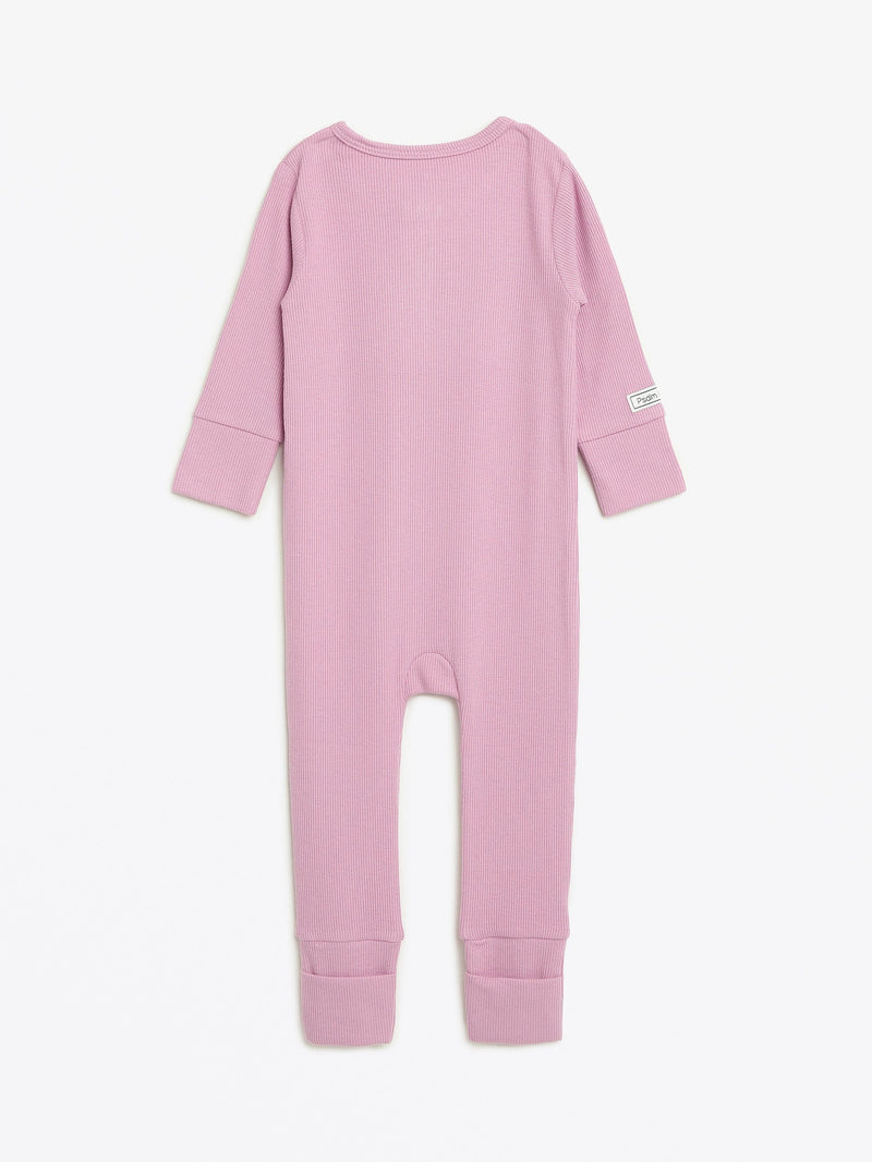 Holy Pals Onesie Solid Mauve PJ Footless Onesie Ribbed Cotton-Bamboo Blend