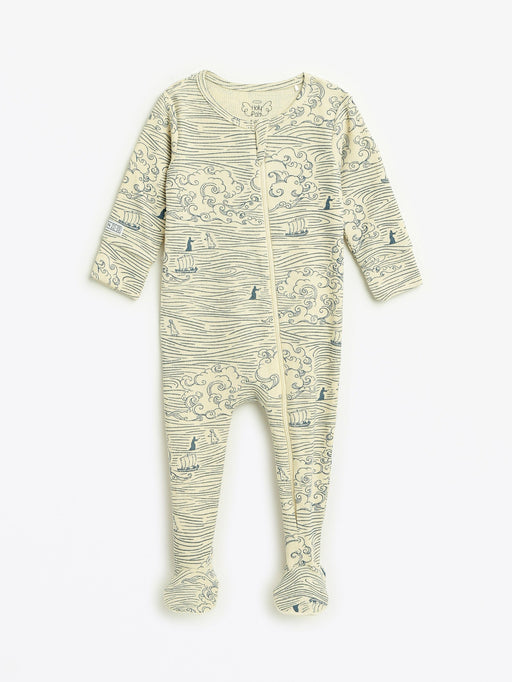 Holy Pals Onesie Walking on Water PJ Footed Onesie Ribbed Cotton-Bamboo Blend
