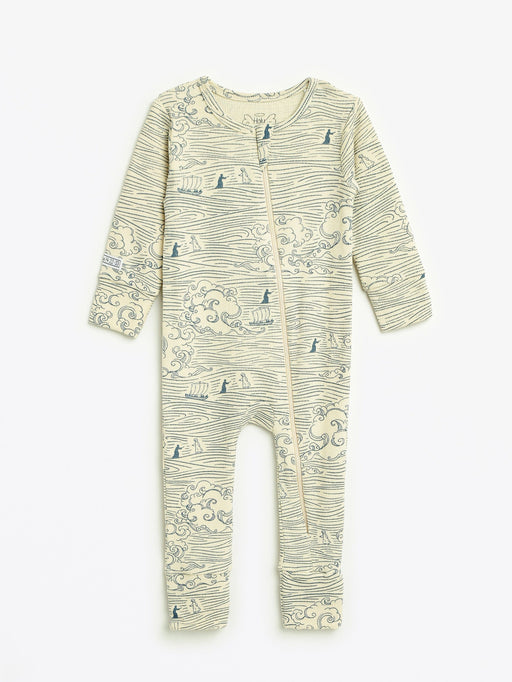 Holy Pals Onesie Walking on Water PJ Footless Onesie Ribbed Cotton-Bamboo Blend