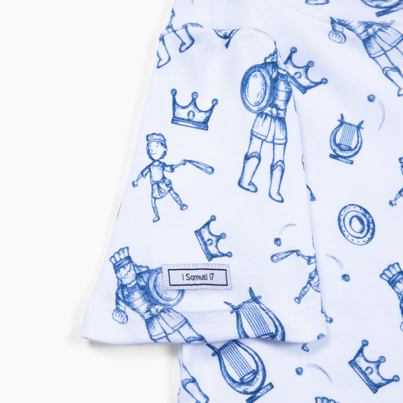 Holy Pals Shorts David & Goliath Blue PJ Shorts Set Cotton