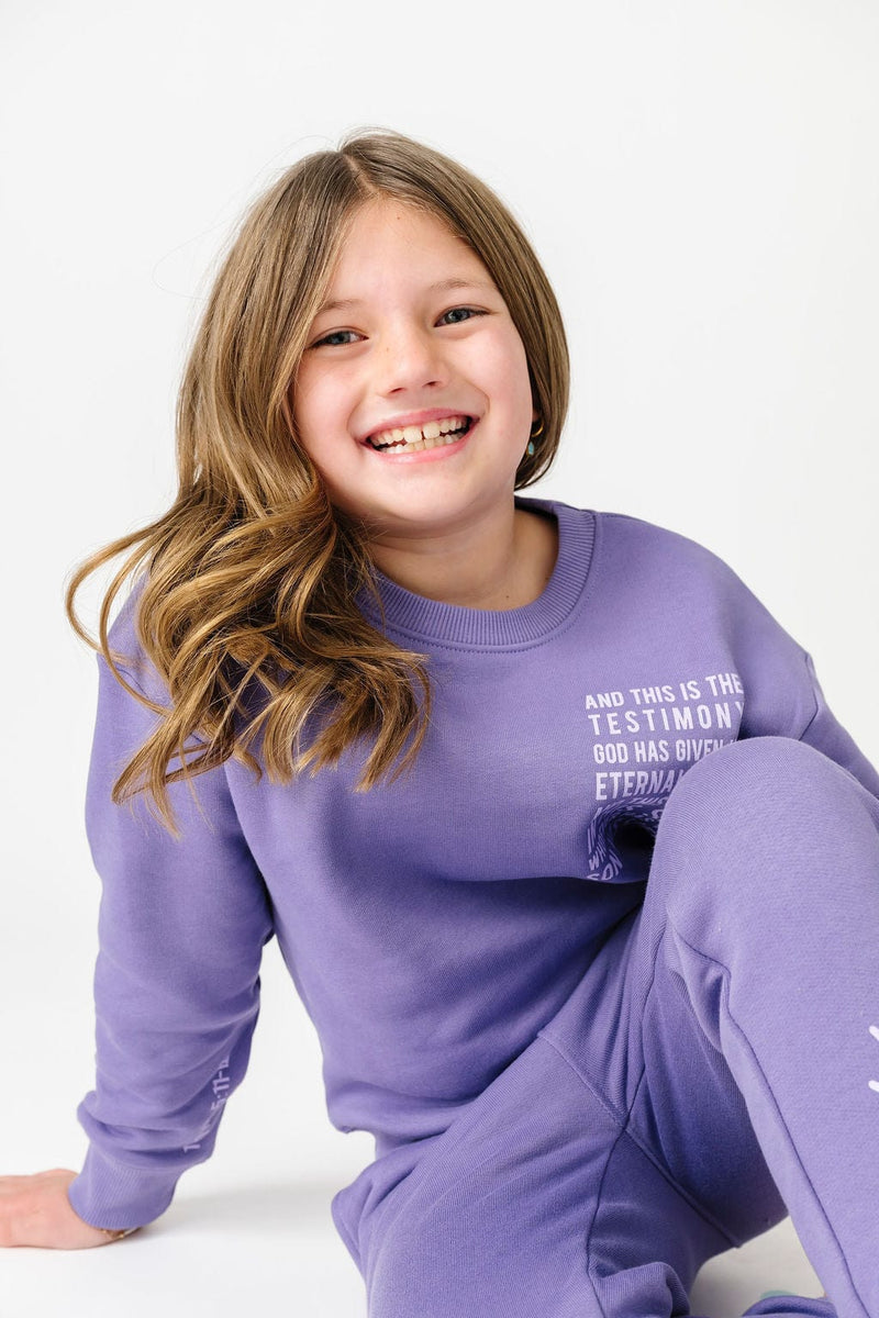 Holy Pals Sweater Eternal Life Purple Fleece Crewneck