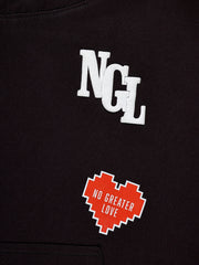 Holy Pals Sweater No Greater Love Vintage Washed Black Cotton Fleece Hoodie