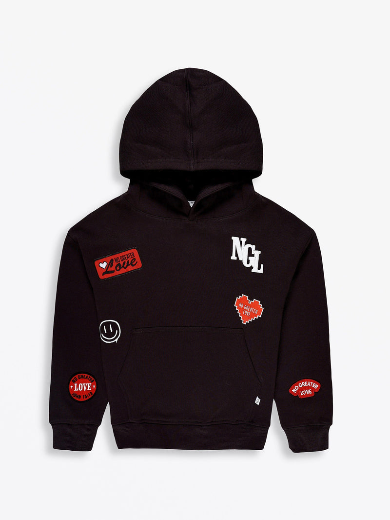 Holy Pals Sweater No Greater Love Vintage Washed Black Cotton Fleece Hoodie