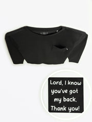 Holy Pals T-Shirt Black Prayer Pocket Long Sleeve Shirt Cotton
