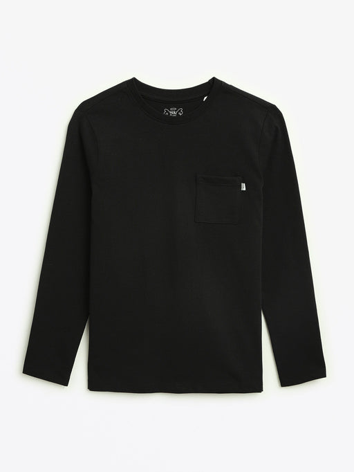 Holy Pals T-Shirt Black Prayer Pocket Long Sleeve Shirt Cotton