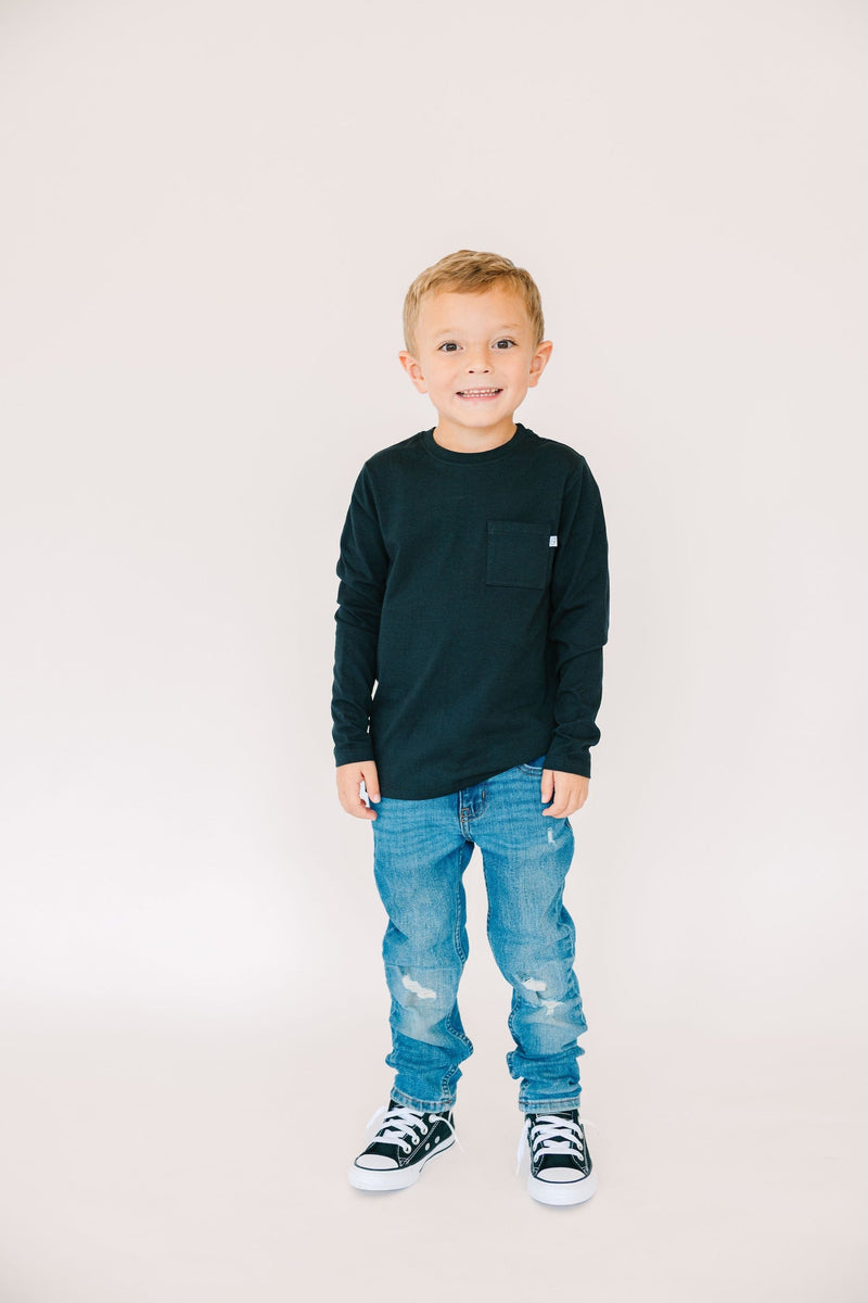 Holy Pals T-Shirt Black Prayer Pocket Long Sleeve Shirt Cotton