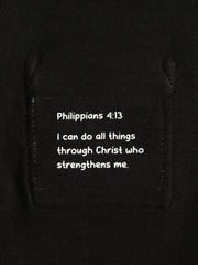 Holy Pals T-Shirt Black Prayer Pocket Short Sleeve T-Shirt Cotton