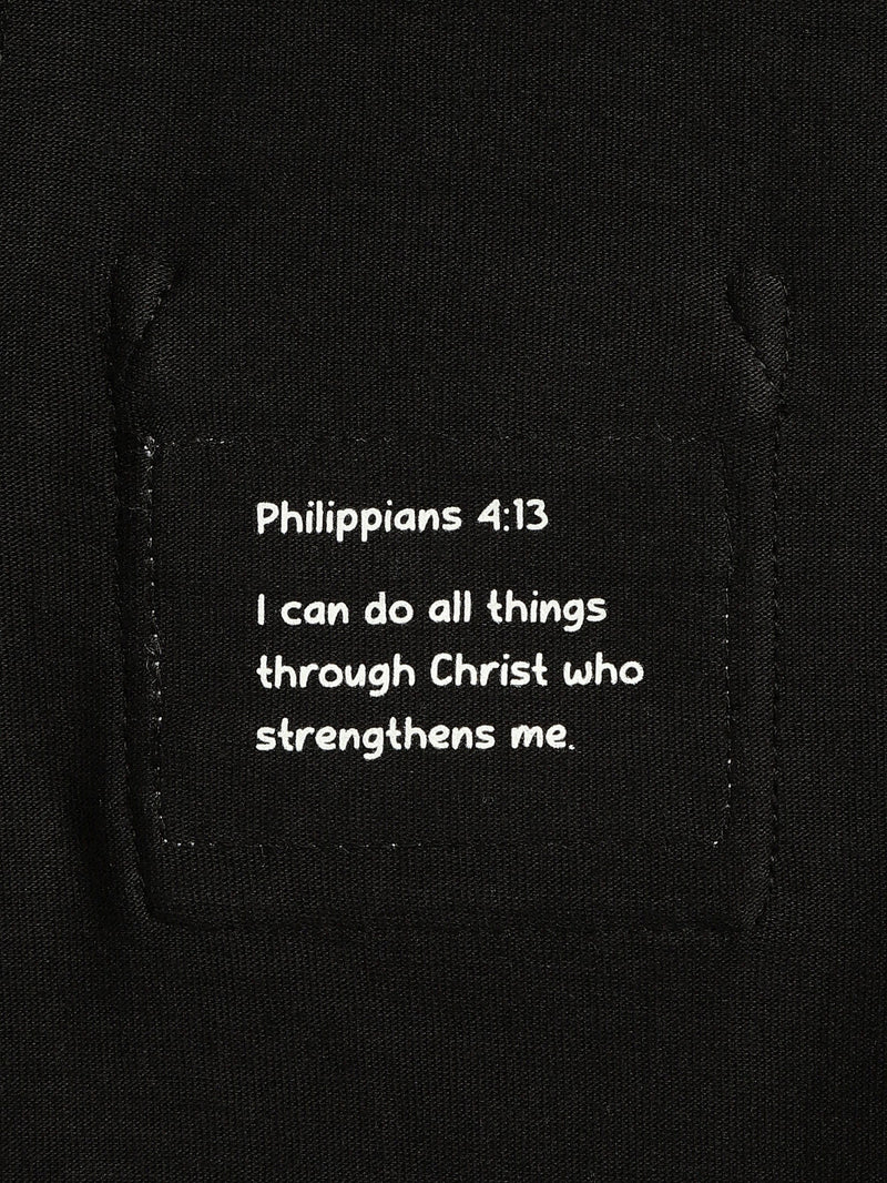 Holy Pals T-Shirt Black Prayer Pocket Short Sleeve T-Shirt Cotton