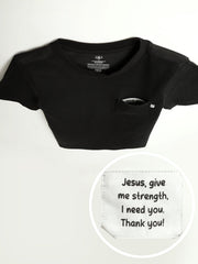 Holy Pals T-Shirt Black Prayer Pocket Short Sleeve T-Shirt Cotton