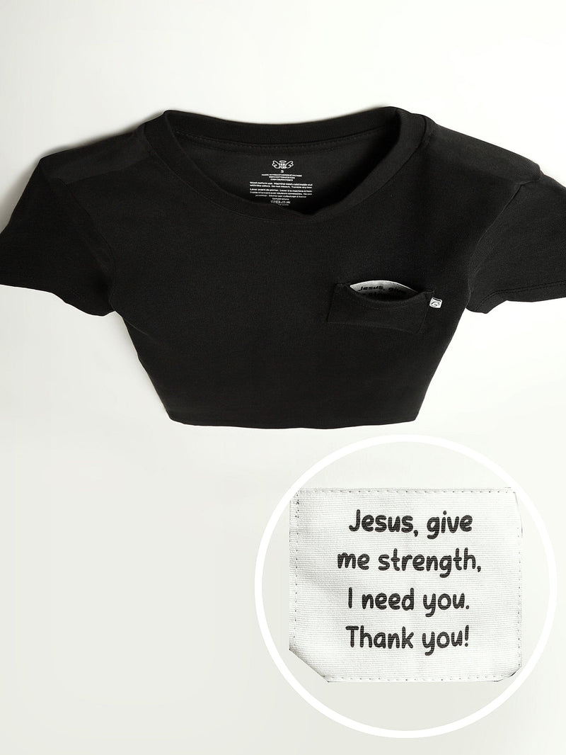 Holy Pals T-Shirt Black Prayer Pocket Short Sleeve T-Shirt Cotton