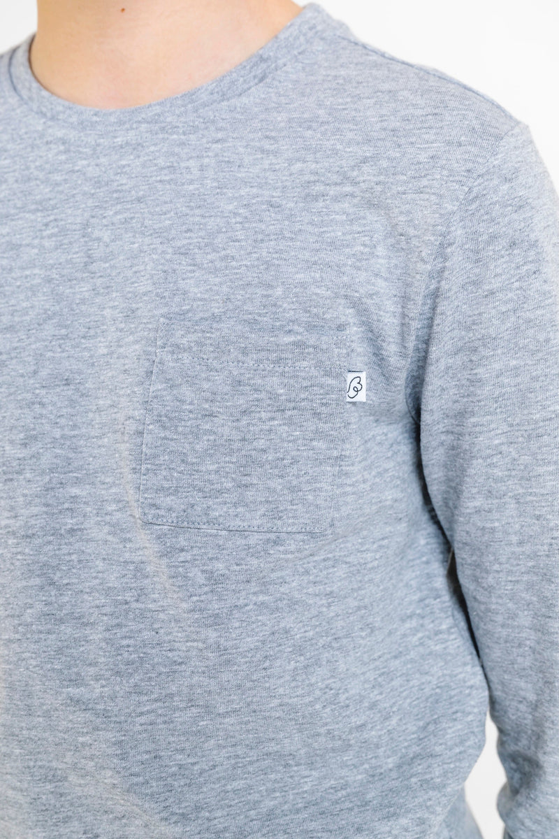 Holy Pals T-Shirt Heather Gray Prayer Pocket Long Sleeve T-Shirt Cotton