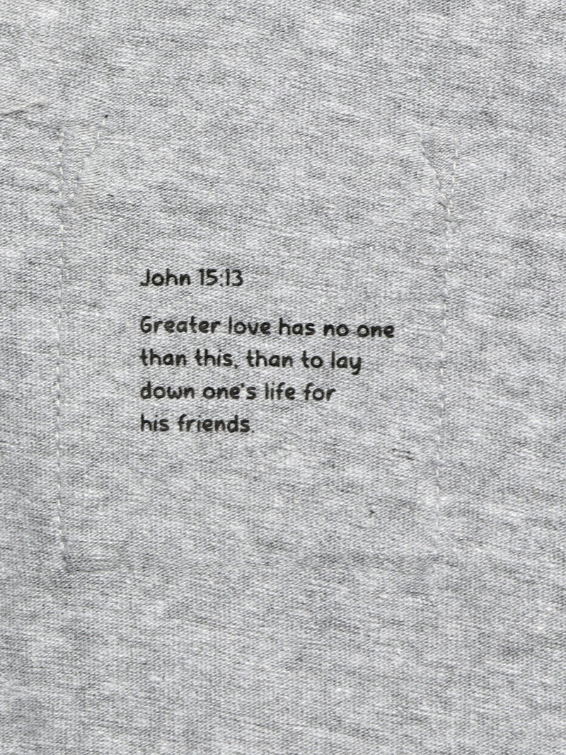 Holy Pals T-Shirt Heather Gray Prayer Pocket Long Sleeve T-Shirt Cotton
