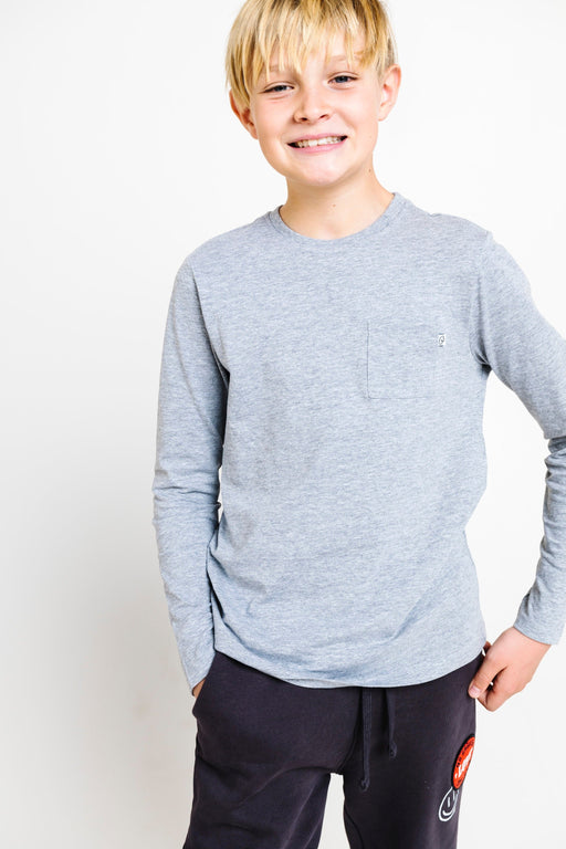 Holy Pals T-Shirt Heather Gray Prayer Pocket Long Sleeve T-Shirt Cotton