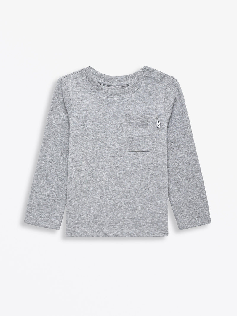 Holy Pals T-Shirt Heather Gray Prayer Pocket Long Sleeve T-Shirt Cotton