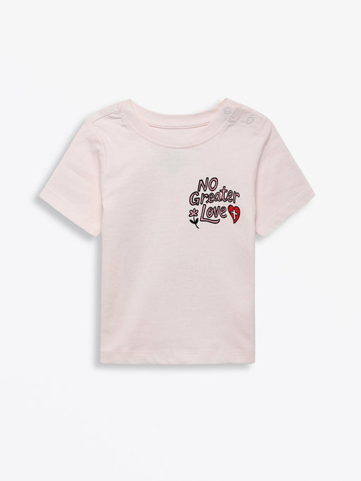 Holy Pals T-Shirt No Greater Love Pink Short Sleeve T-Shirt Cotton