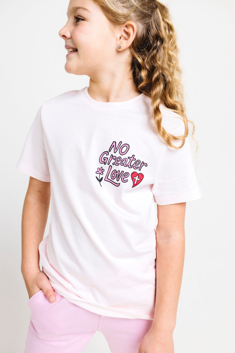 Holy Pals T-Shirt No Greater Love Pink Short Sleeve T-Shirt Cotton