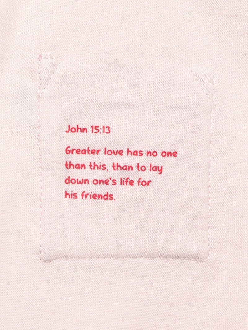Holy Pals T-Shirt Pink Prayer Pocket Long Sleeve T-Shirt Cotton