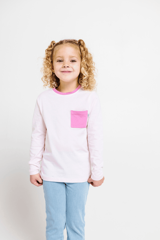 Holy Pals T-Shirt Pink Prayer Pocket Long Sleeve T-Shirt Cotton