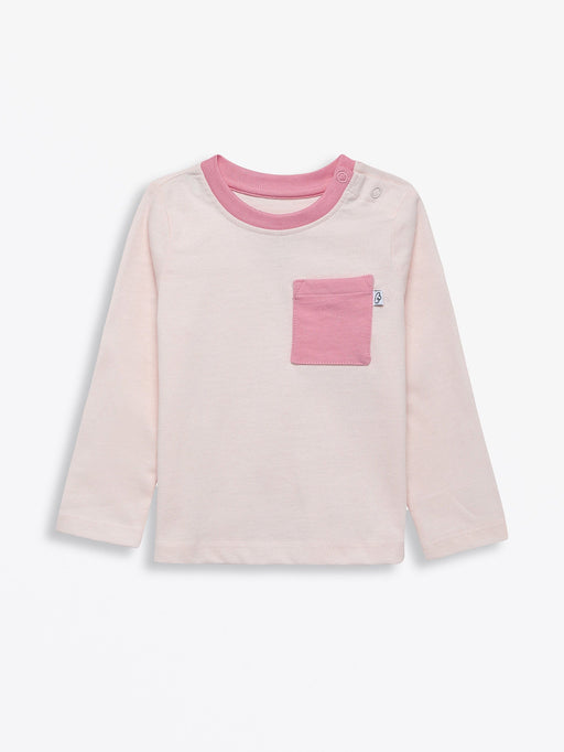 Holy Pals T-Shirt Pink Prayer Pocket Long Sleeve T-Shirt Cotton