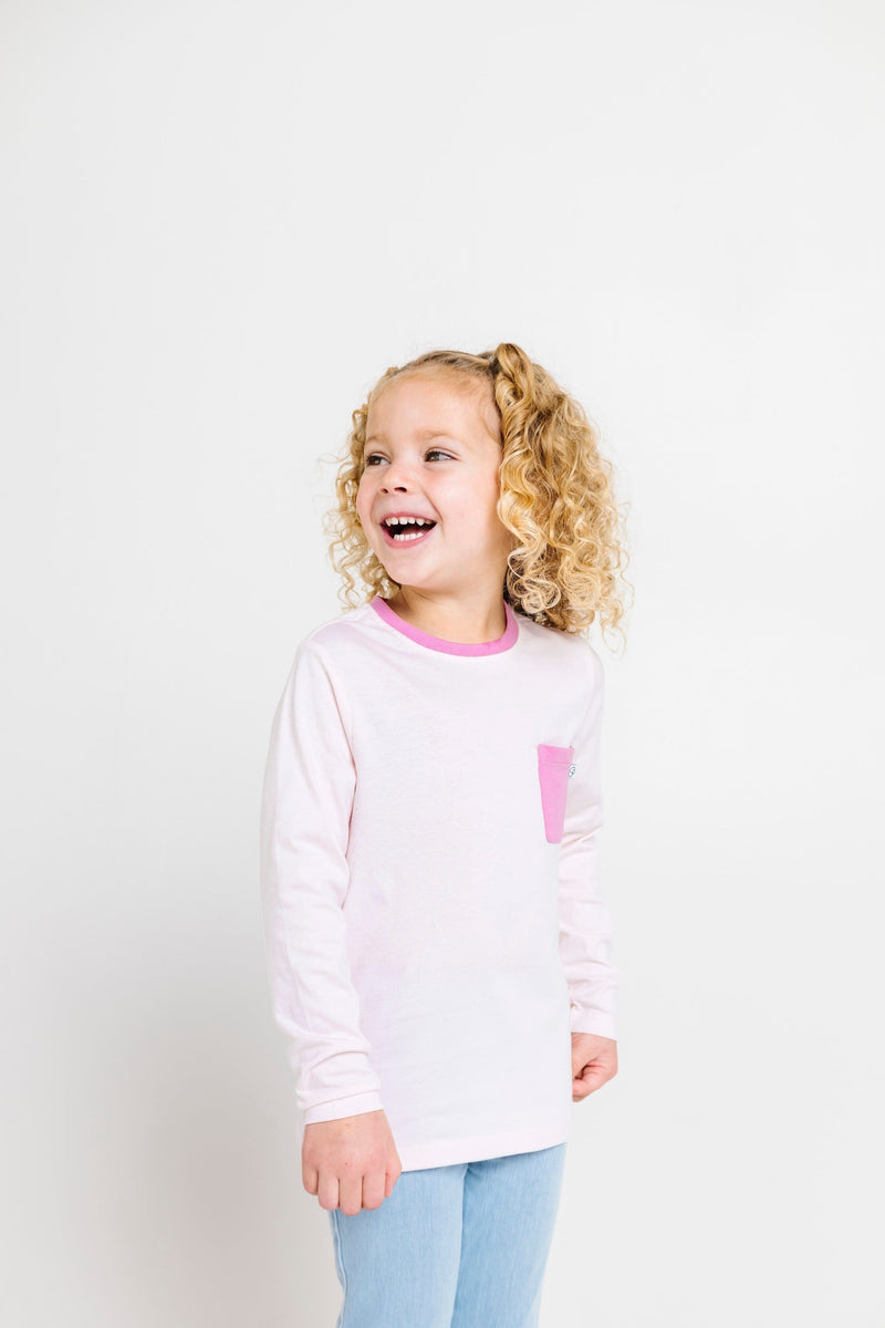 Holy Pals T-Shirt Pink Prayer Pocket Long Sleeve T-Shirt Cotton