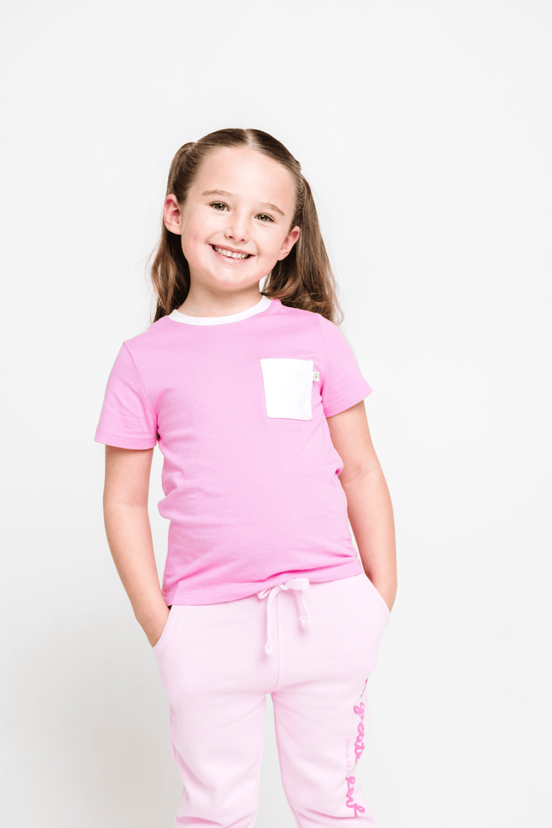 Holy Pals T-Shirt Pink Prayer Pocket Short Sleeve T-Shirt Cotton