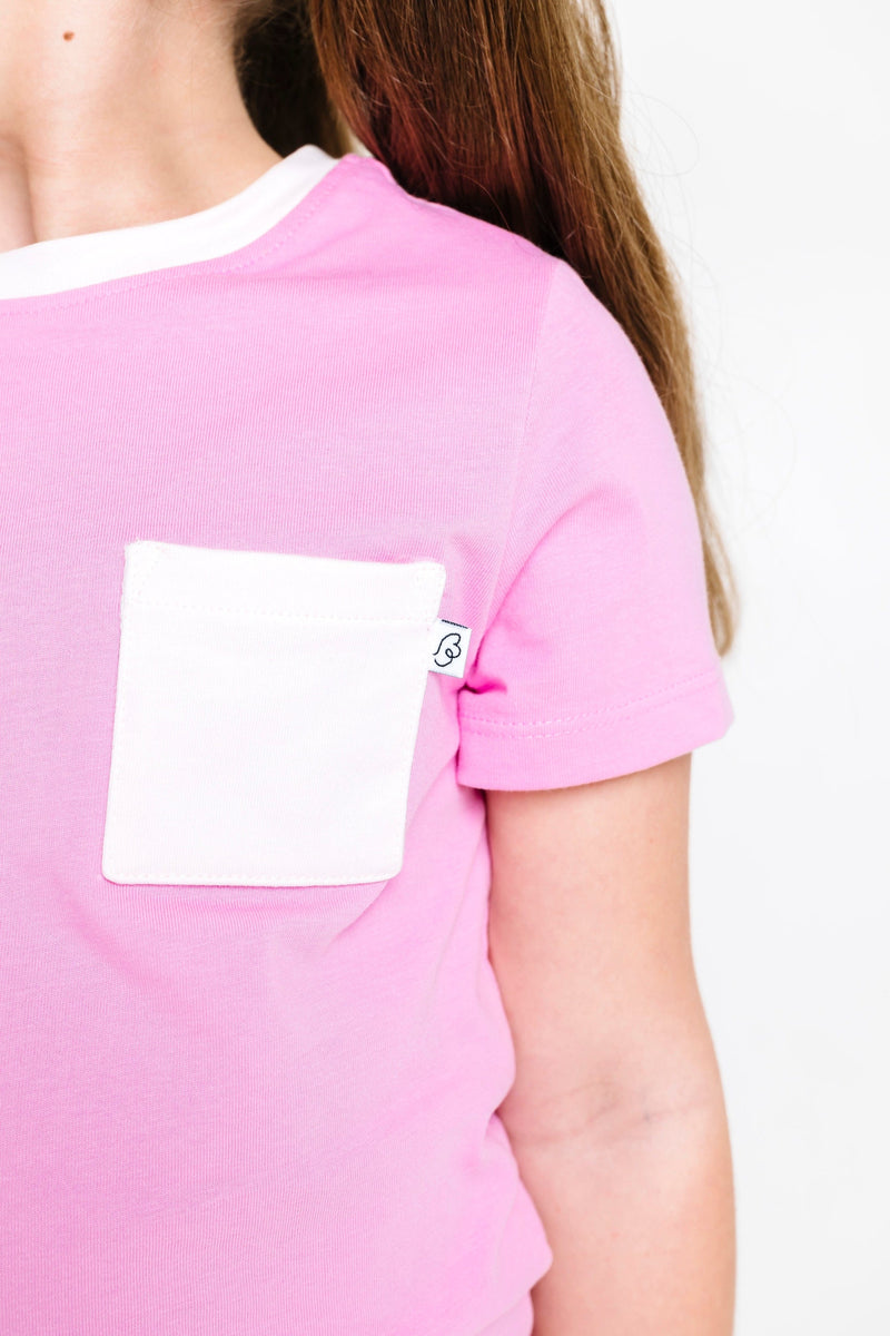 Holy Pals T-Shirt Pink Prayer Pocket Short Sleeve T-Shirt Cotton