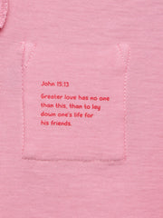 Holy Pals T-Shirt Pink Prayer Pocket Short Sleeve T-Shirt Cotton