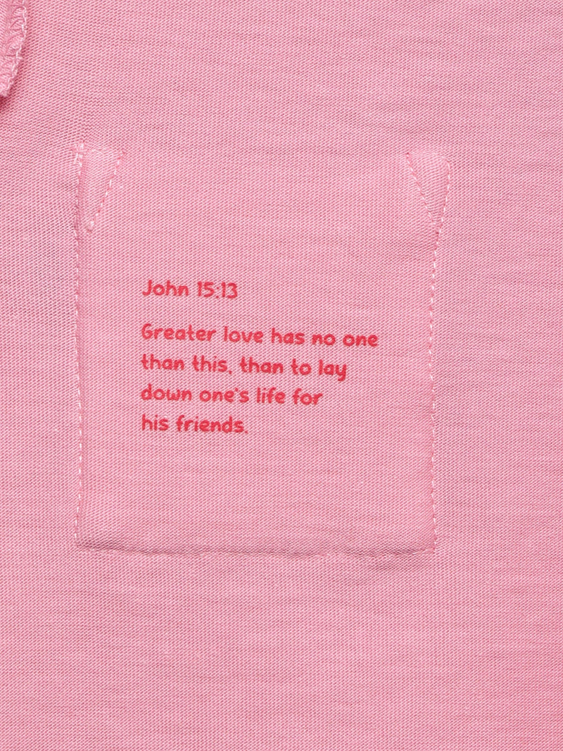 Holy Pals T-Shirt Pink Prayer Pocket Short Sleeve T-Shirt Cotton