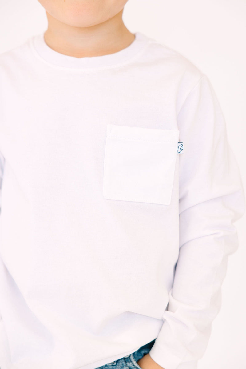Holy Pals T-Shirt White Prayer Pocket Long Sleeve Shirt Cotton
