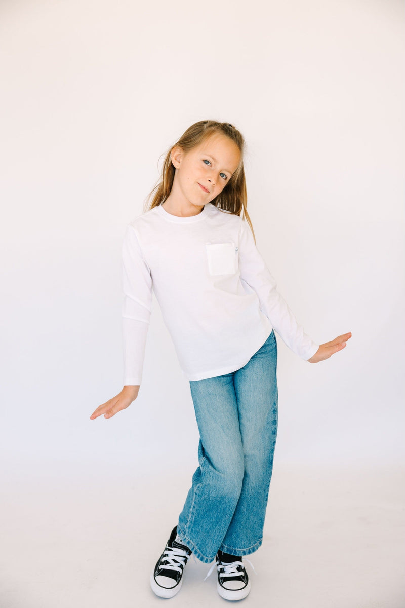 Holy Pals T-Shirt White Prayer Pocket Long Sleeve Shirt Cotton