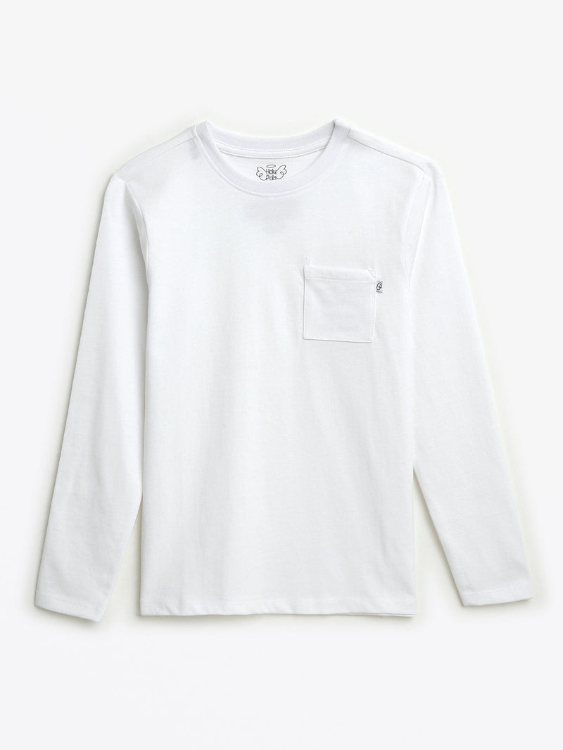 Holy Pals T-Shirt White Prayer Pocket Long Sleeve Shirt Cotton